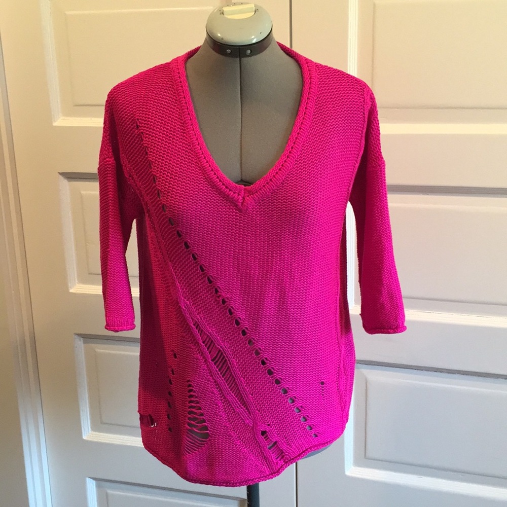 Hot pink 3/4 sleeves sweater